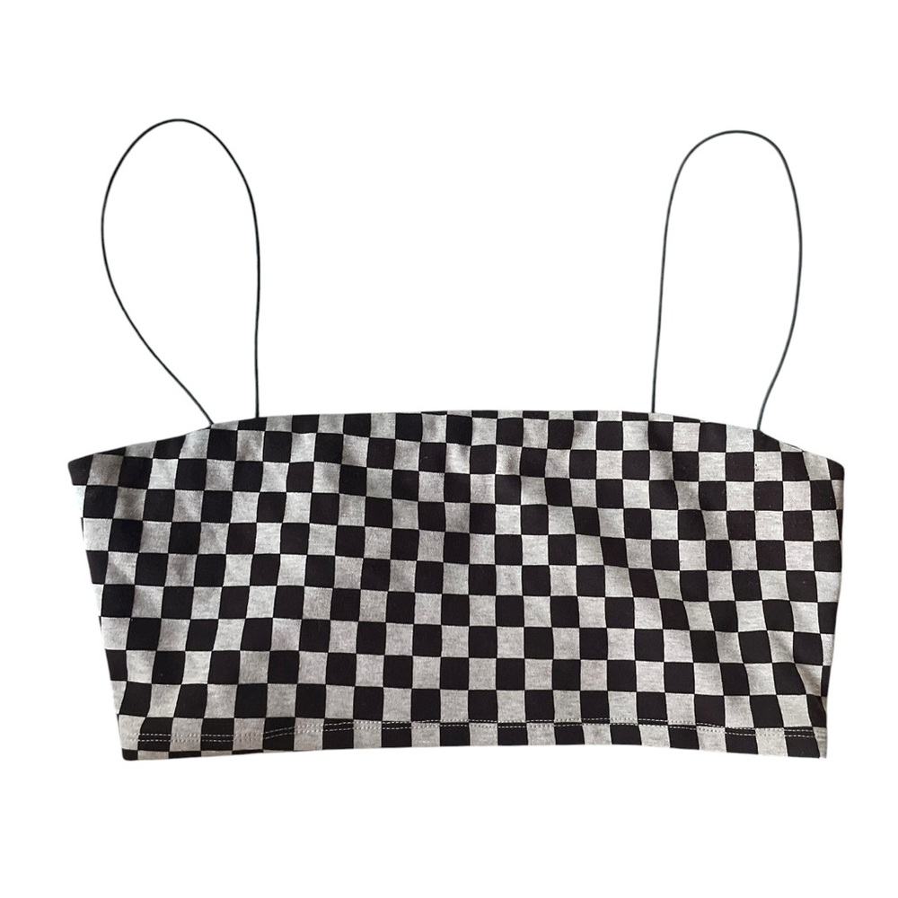 Reformation Brown and Cream Checkered Crop Top Bralette Athleisure